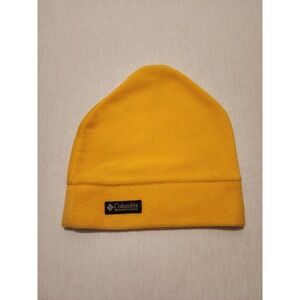Vintage 90s Columbia Sportswear Fleece  Yellow Gold Beanie Hat Unisex One Size